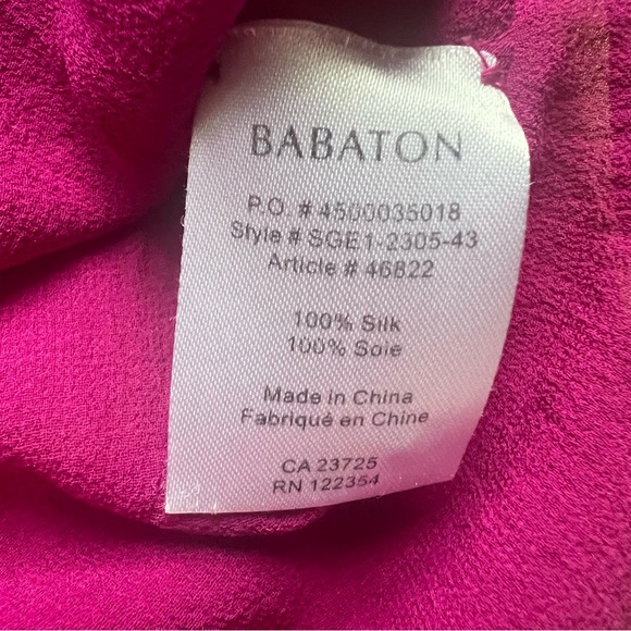 Babaton “Beau” draped pure silk blouse in magenta/raspberry - Picture 4 of 6
